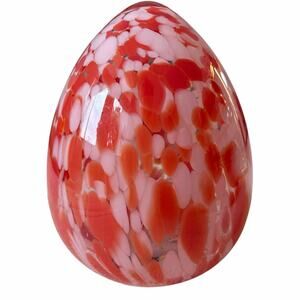 Jolie Fleur LED Speckled Art Glass Egg 8" Pink Orange Light Up Easter Decor NEW